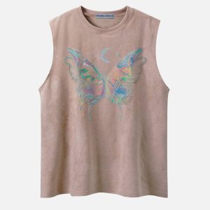 Colorful Dip-Dye Butterfly Tank Top - Y2K Aesthetic Cute Top for Trendy Outfits