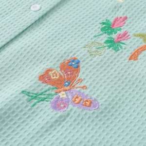 Colorful Embroidered Y2K Aesthetic Short Sleeve Shirt for Trendy Outfits