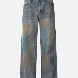 Colorful Graffiti Y2K Jeans for Trendy Aesthetic Outfits and Unique Street Style