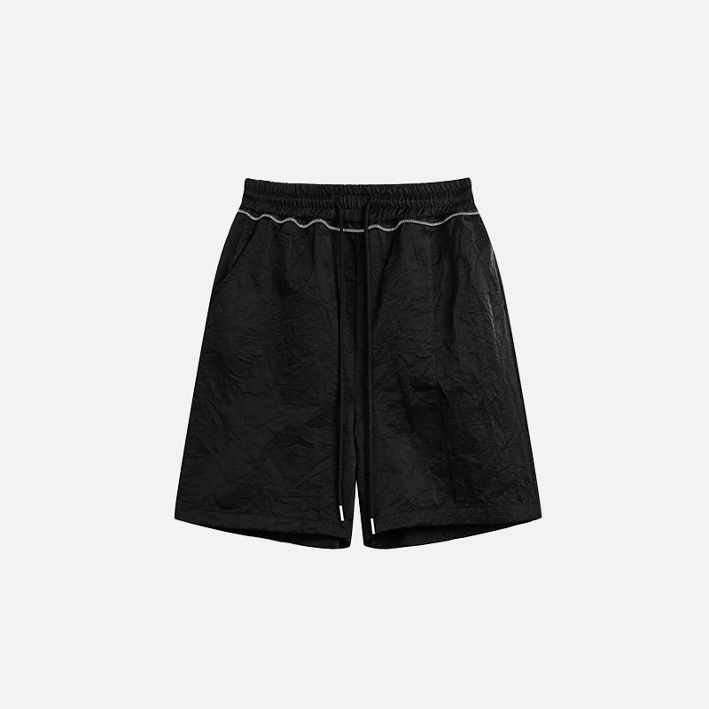 Comfy Solid Black Drawstring Shorts for Y2K Aesthetic and Grunge Style Outfits