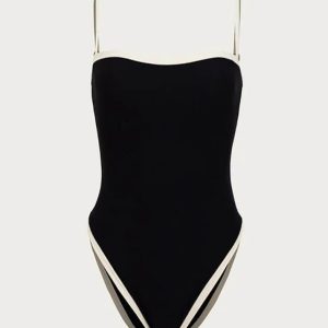 Contrast Binding Y2K Aesthetic One Piece Swimsuit - Cute Retro Swimwear for Summer Fun