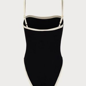 Contrast Binding Y2K Aesthetic One Piece Swimsuit - Cute Retro Swimwear for Summer Fun