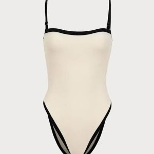 Contrast Binding Y2K Aesthetic One Piece Swimsuit - Cute Retro Swimwear for Summer Fun