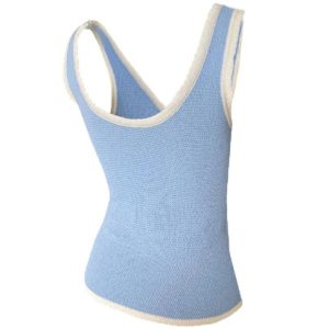 Contrast Color Stitching V Neck Bow Tank Top - Y2K Aesthetic Cute Top for Stylish Outfits