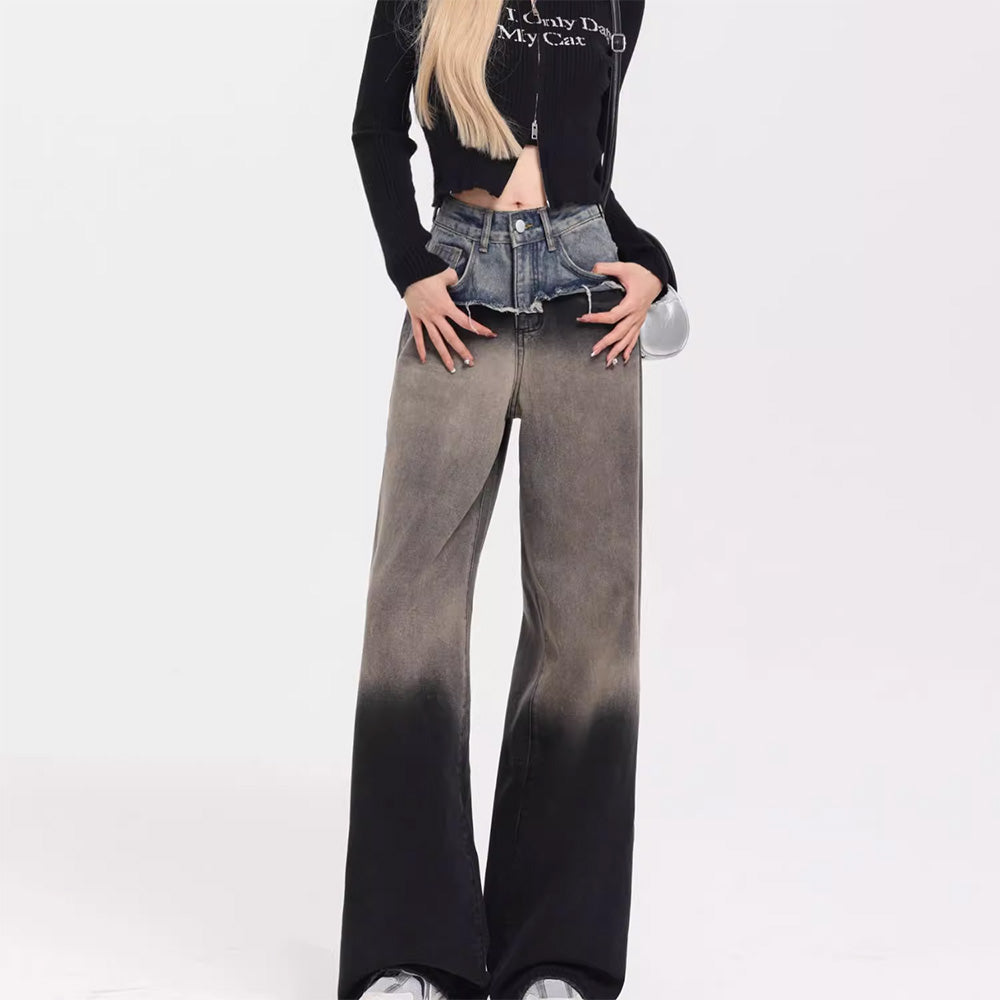 Control Freak Y2K Layered Baggy Jeans for Trendy Grunge Aesthetic Outfits