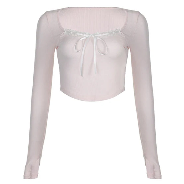 Coquette Aesthetic Baby Bow Pink Top - Cute Y2K Style for Effortless Charm