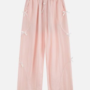 Coquette Aesthetic Bow Drawstring Track Pants for Y2K Fashion and Comfy Style