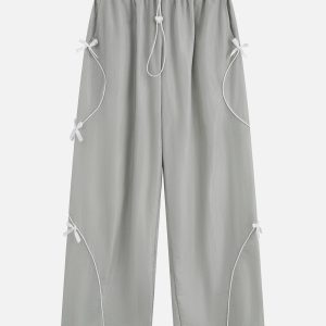 Coquette Aesthetic Bow Drawstring Track Pants for Y2K Fashion and Comfy Style