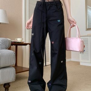 Coquette Aesthetic Bow Pants for Chic Y2K Style and Cute Outfits