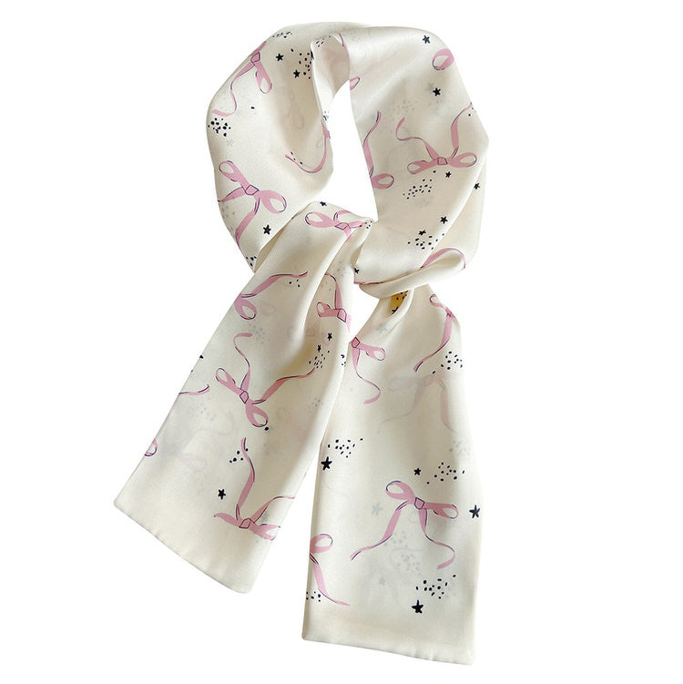 Coquette Aesthetic Bow Print Scarf for Y2K Fashion Lovers and Cute Outfit Styling