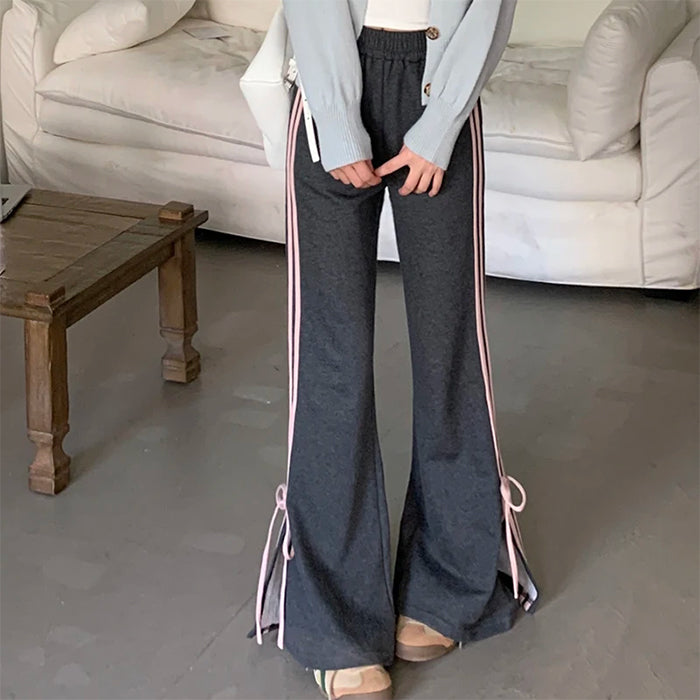 Coquette Aesthetic Bow Side Stripe Sweatpants for Y2K Fashion Lovers