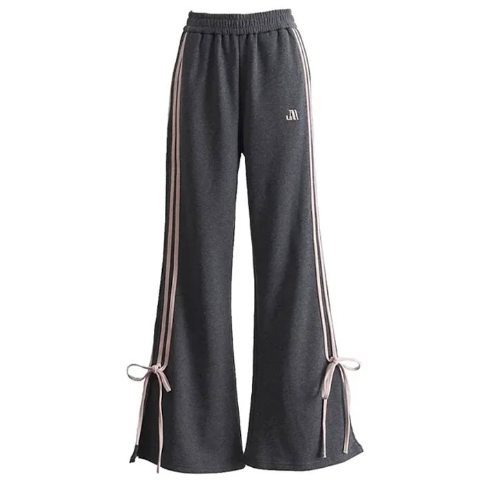 Coquette Aesthetic Bow Side Stripe Sweatpants for Y2K Fashion Lovers