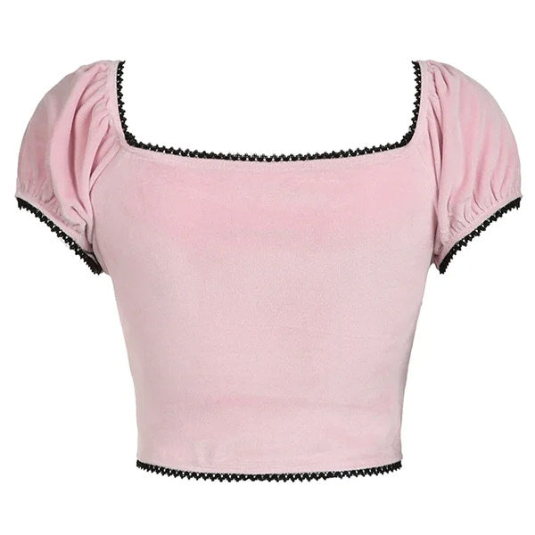 Coquette Aesthetic Bow Velvet Crop Top for Y2K Fashion Lovers