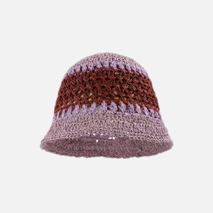 Coquette Aesthetic Cut-Out Knit Hat for Y2K Fashion Lovers and Grunge Style Enthusiasts