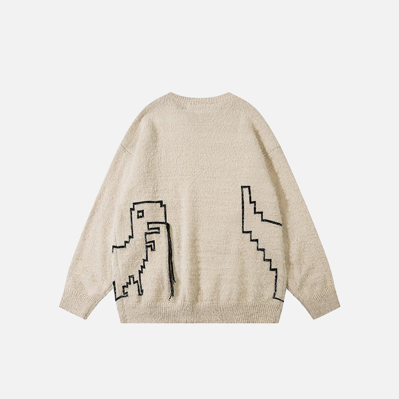 Coquette Aesthetic Dinosaur Stitched Sweater - Y2K Fashion Cute Knit Top for Trendy Looks