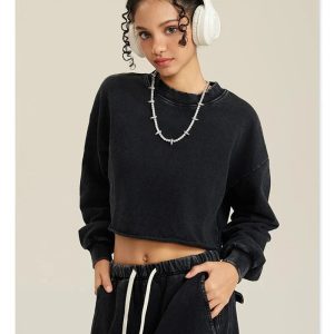 Coquette Aesthetic Distressed Loose Sweatshirt - Y2K Fashion Comfy Top for Effortless Style