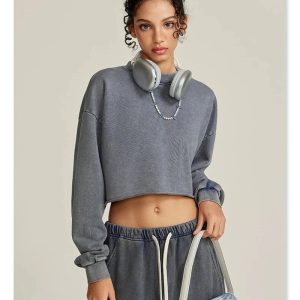 Coquette Aesthetic Distressed Loose Sweatshirt - Y2K Fashion Comfy Top for Effortless Style