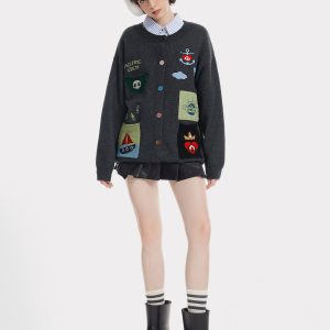 Coquette Aesthetic Embroidery Knit Cardigan - Y2K Fashion Essential for Cute Outfits