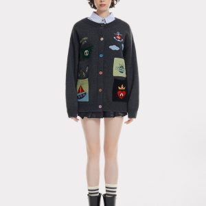 Coquette Aesthetic Embroidery Knit Cardigan - Y2K Fashion Essential for Cute Outfits