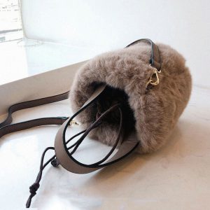 Coquette Aesthetic Fluffy Bucket Bag - Y2K Fashion Statement for Cute Outfits