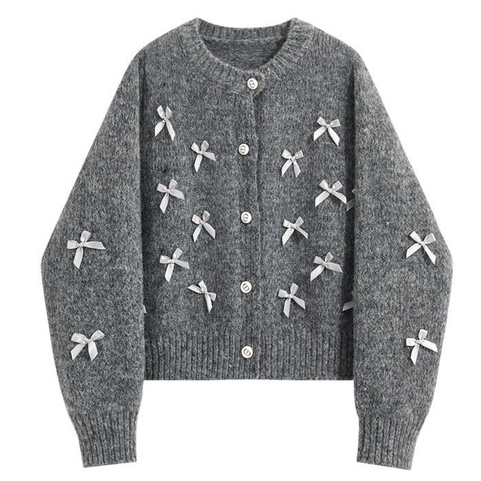 Coquette Aesthetic Grey Cardigan for Y2K Style - Cute Layering Essential for Aesthetic Outfits