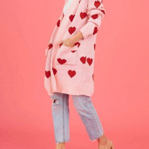 Coquette Aesthetic Heart Me Not Long Sweater Cardigan for Y2K Fashion Lovers