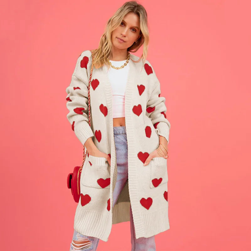 Coquette Aesthetic Heart Me Not Long Sweater Cardigan for Y2K Fashion Lovers