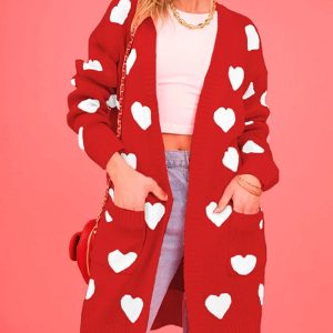 Coquette Aesthetic Heart Me Not Long Sweater Cardigan for Y2K Fashion Lovers