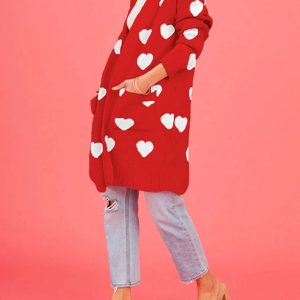 Coquette Aesthetic Heart Me Not Long Sweater Cardigan for Y2K Fashion Lovers