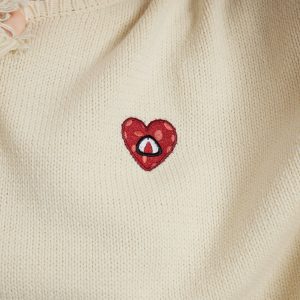 Coquette Aesthetic Heartie Embroidery Sweater - Y2K Fashion Cute Knit Top for Stylish Looks