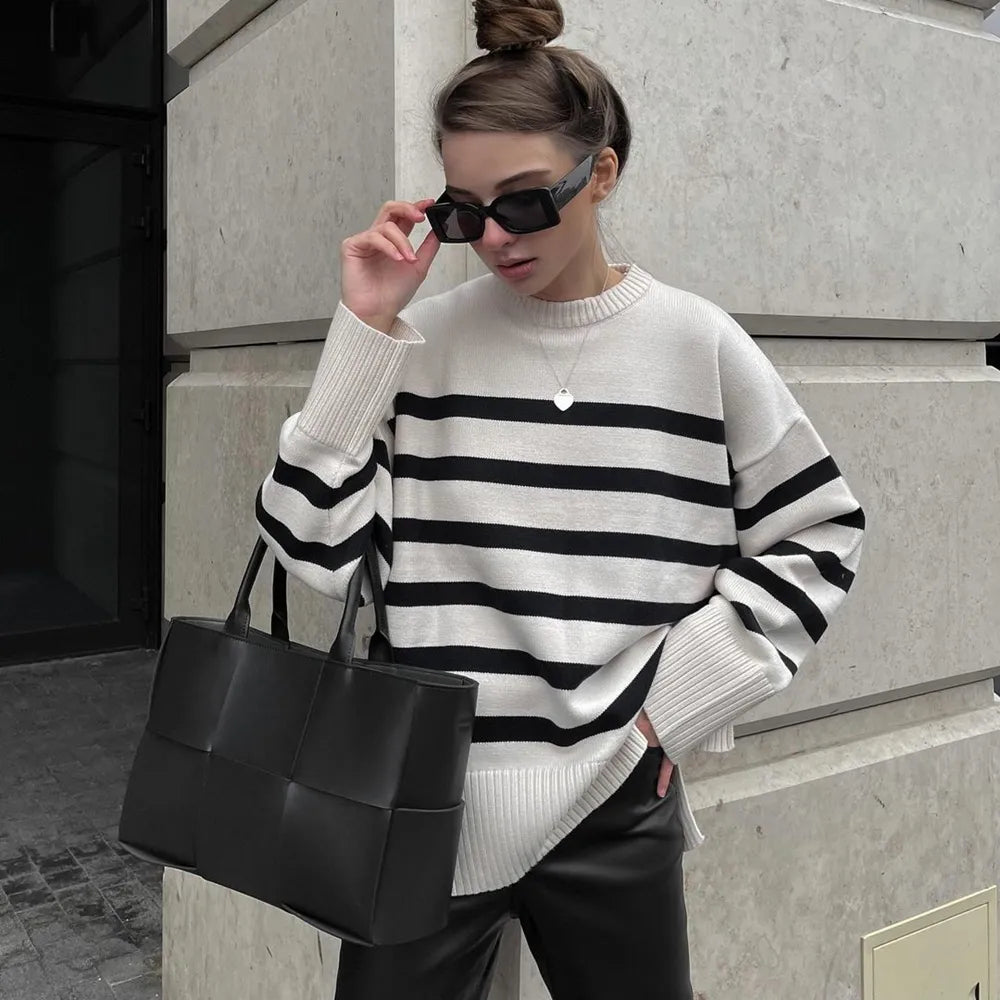 Coquette Aesthetic Henry Stripe Knitted Jumper - Y2K Fashion Cute Sweater for Stylish Looks