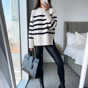 Coquette Aesthetic Henry Stripe Knitted Jumper - Y2K Fashion Cute Sweater for Stylish Looks