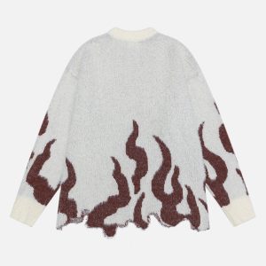 Coquette Aesthetic Irregular Flame Sweater - Y2K Fashion Statement for Unique Style