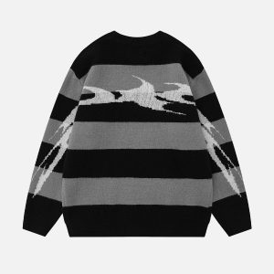 Coquette Aesthetic Jacquard Stripe Sweater - Y2K Fashion Essential for Cute Outfits