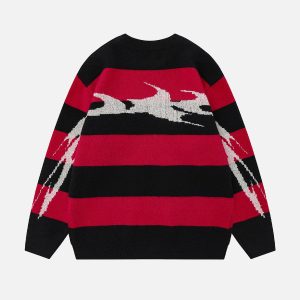 Coquette Aesthetic Jacquard Stripe Sweater - Y2K Fashion Essential for Cute Outfits