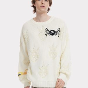 Coquette Aesthetic Knit Spider Sweater - Y2K Fashion Cute Top for Fall Vibes