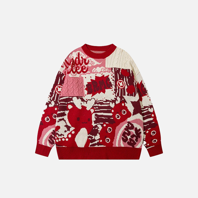 Coquette Aesthetic Knitted Baby Dragon Graphic Sweater for Y2K Fashion Lovers