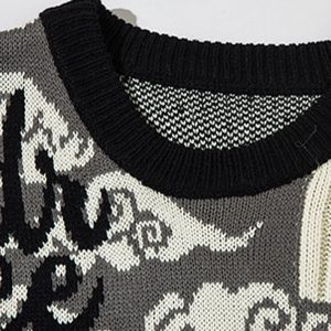 Coquette Aesthetic Knitted Baby Dragon Graphic Sweater for Y2K Fashion Lovers