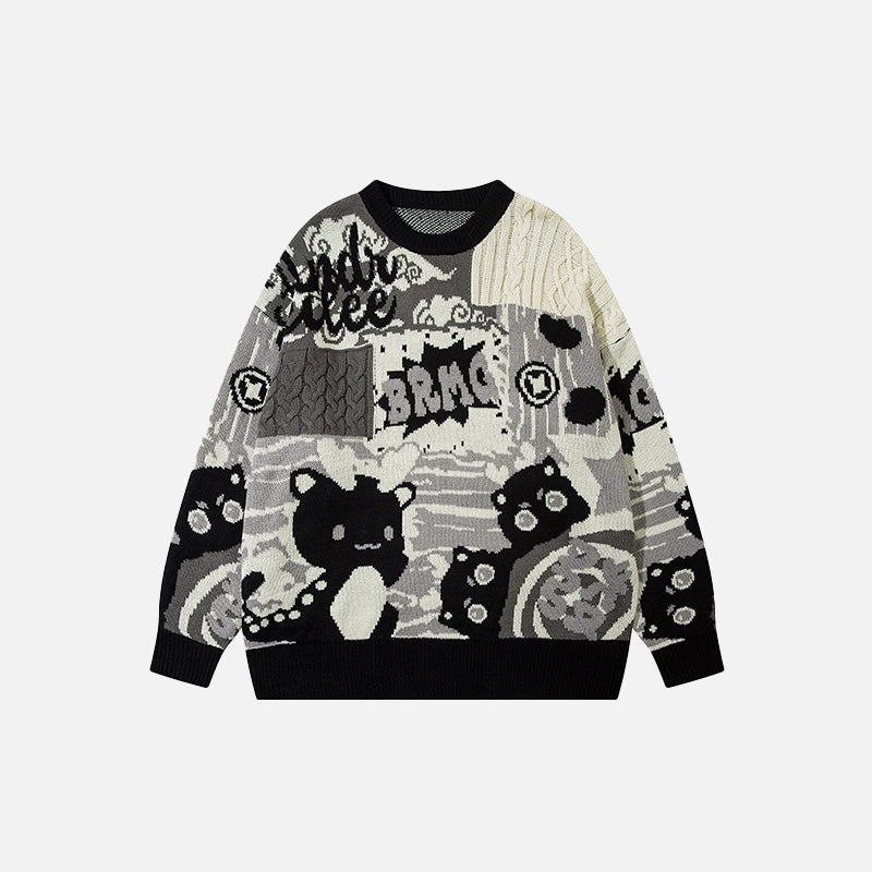 Coquette Aesthetic Knitted Baby Dragon Graphic Sweater for Y2K Fashion Lovers