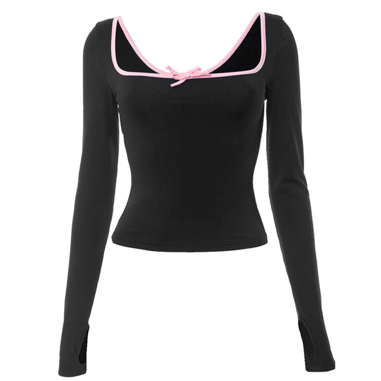 Coquette Aesthetic Long Sleeve Top - Y2K Fashion Cute Crop Top for Stylish Outfits