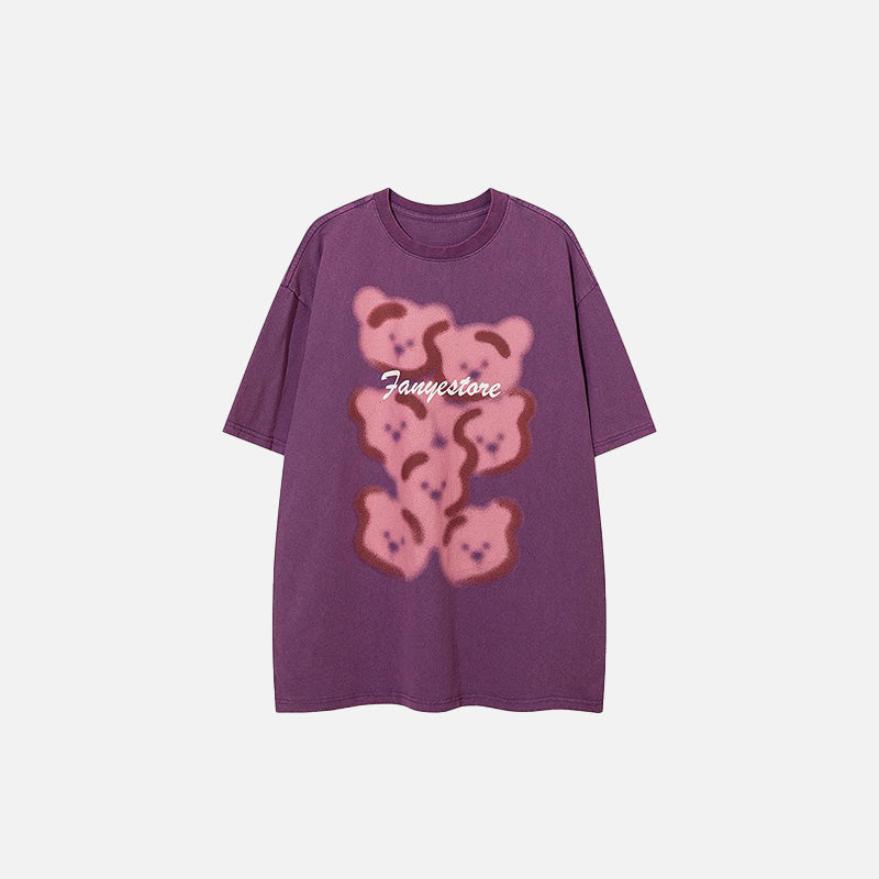 Coquette Aesthetic Loose Bear Graphic Printed T-Shirt for Y2K Fashion Lovers