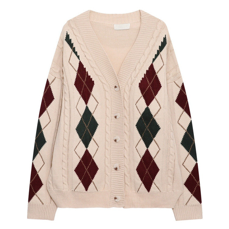 Coquette Aesthetic New Student Argyle Cardigan - Y2K Fashion Essential for Cute Outfits