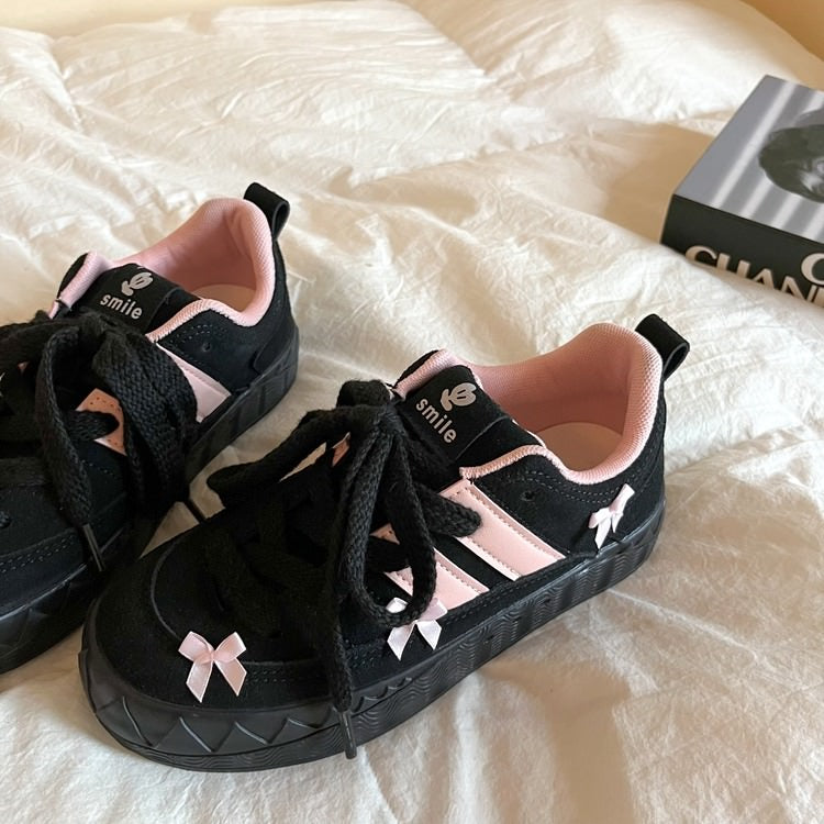 Coquette Aesthetic Pink Bow Sneakers for Y2K Style and Cute Outfits