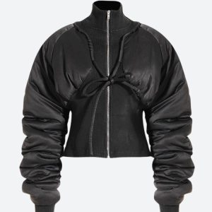 Coquette Aesthetic Puffer Corduroy Zip-Up Jacket for Y2K Fashion Lovers