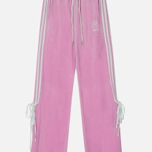 Coquette Aesthetic Ribbon Bow Drawstring Sweatpants for Y2K Fashion Lovers