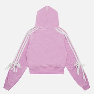 Coquette Aesthetic Ribbon Bow Hoodie - Y2K Fashion Cute Top for Stylish Outfits