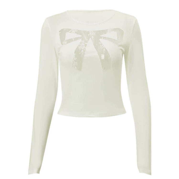 Coquette Aesthetic See-Through Lace Bow Top for Y2K Fashion Lovers