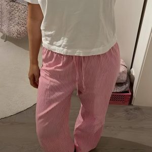 Coquette Aesthetic Soft Girl Drawstring Striped Pants for Y2K Fashion Lovers