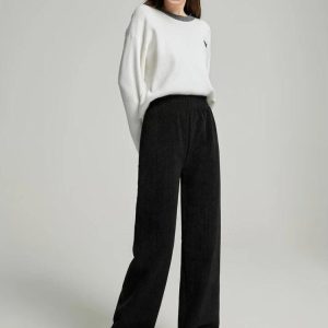 Coquette Aesthetic Soft Girl Knitted Sweatpants for Comfy Y2K Style Outfits