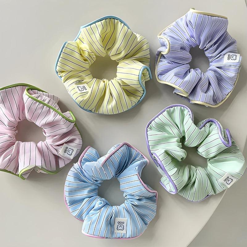 Coquette Aesthetic Soft Girl Striped Scrunchies for Cute Y2K Outfits and Accessories